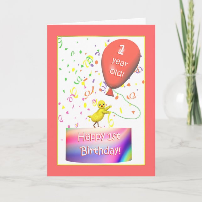 Happy 1st Birthday Chicken Card (Front)