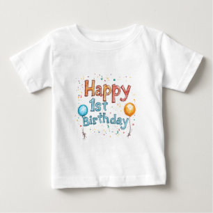 Happy 1st Birthday – Colorful Birthday Text Design Baby T-Shirt