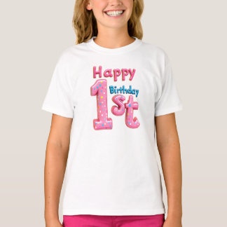 Happy 1st Birthday – Colorful Celebration Text T-Shirt