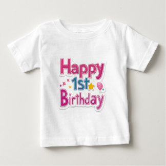 Happy 1st Birthday – Colorful cute Pink Design  Baby T-Shirt