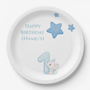 Happy 1st Birthday (Customisable text & Name) Paper Plate