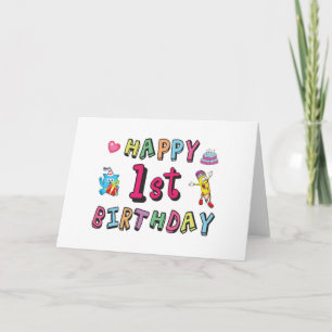 Happy 1st Birthday for 1 year old Kids B-day Card