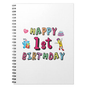 Happy 1st Birthday for 1 year old Kids B-day Notebook