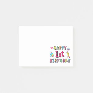 Happy 1st Birthday for 1 year old Kids B-day Post-it Notes