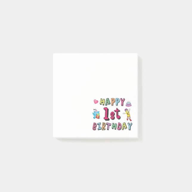 Happy 1st Birthday for 1 year old Kids B-day Post-it Notes (Front)