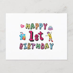 Happy 1st Birthday for 1 year old Kids B-day wish Postcard