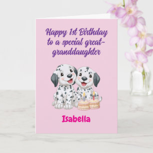 Happy 1st Birthday Great-Granddaughter, Twin Girl, Card