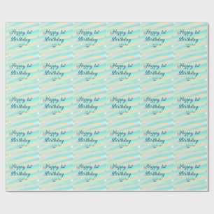 Happy 1st birthday kids baby blue green pastel ret wrapping paper
