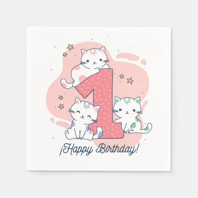 Happy 1st Birthday Napkin (Front)