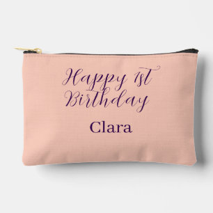 Happy 1st birthday orange purple boho retro name accessory pouch