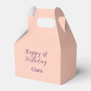 Happy 1st birthday orange purple boho retro name  favour box