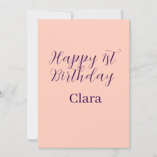 Happy 1st birthday orange purple boho retro name  invitation
