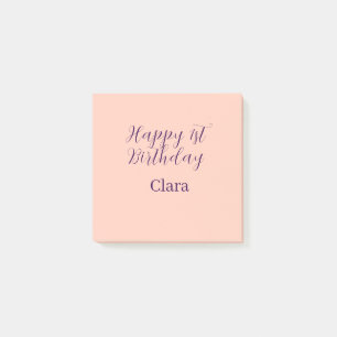 Happy 1st birthday orange purple boho retro name  post-it notes