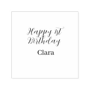 Happy 1st birthday orange purple boho retro name self-inking stamp
