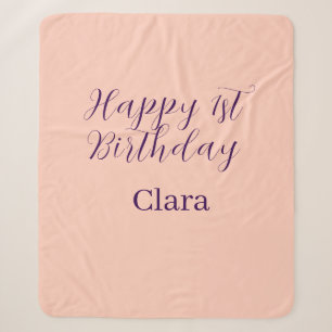 Happy 1st birthday orange purple boho retro name sherpa blanket