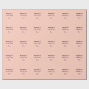 Happy 1st birthday orange purple boho retro name wrapping paper