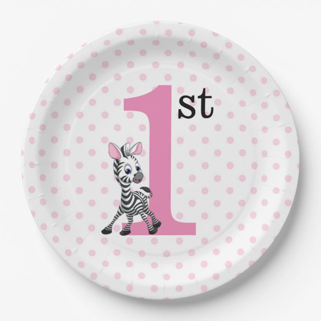 Happy 1st Birthday Paper Plate (Front)