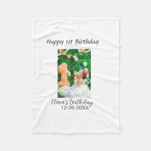 Happy 1st birthday photo simple elegant cutemodern fleece blanket