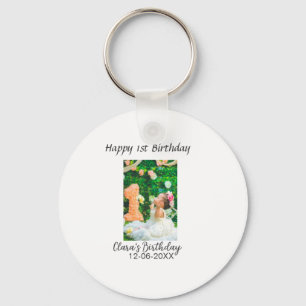 Happy 1st birthday photo simple elegant cutemodern key ring