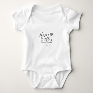 Happy 1st birthday pink green blue acrylic pour baby bodysuit