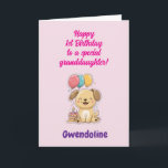 Happy 1st Birthday Special Granddaughter, Giant Card<br><div class="desc">Happy 1st Birthday card for granddaughter with adorable puppy, cake and balloon. Fully customizable message inside, personalize with your granddaughter's name and change text as you wish / add more. Delete inside text to write by hand. Instant download possible. Happy first birthday to a special granddaughter! Designed and texted by...</div>