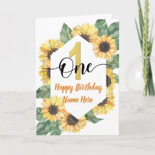 Happy 1st Birthday Sunflower Greeting Card