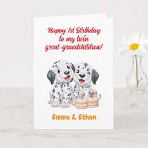 Happy 1st Birthday Twin Great-Grandchildren Card