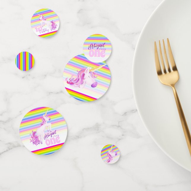 Happy 1st birthday unicorn name paper confetti (Group)