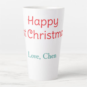 happy 1st christmas red green love name simple hol latte mug