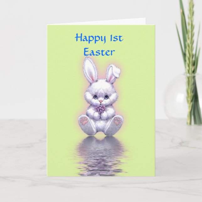 Happy 1st Easter with bunny baby's first easter Holiday Card (Front)