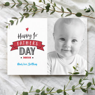 Happy 1st Father’s Day Bold Typography Photo Red Card