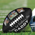 Happy 1st Father`s Day Dad Keepsake 3 Photo Black Football<br><div class="desc">Happy 1st Father`s Day Daddy Keepsake 3 Photo Black Football. Personalise with three photos, your name and the year. You can change daddy to dad, papa, pap, ... This custom and personalised football is a perfect gift for a new dad on his 1st Father`s Day and a sweet keepsake football...</div>