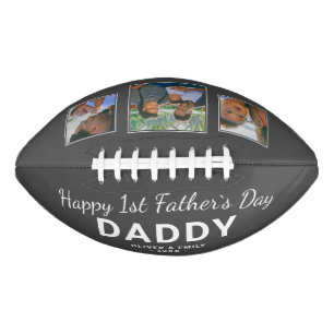 Happy 1st Father`s Day Dad Keepsake 3 Photo Football