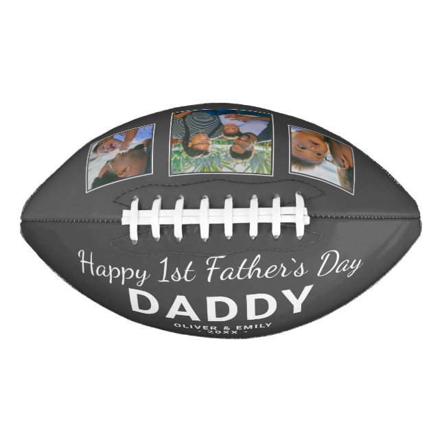 Happy 1st Father`s Day Dad Keepsake 3 Photo  Football (Front)