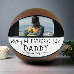 Happy 1st Father`s Day Daddy Dad Photo Basketball