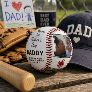 Happy 1st Father`s Day Daddy Keepsake 3 Photo Baseball