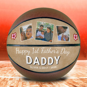 Happy 1st Father`s Day Daddy Keepsake 3 Photo Basketball