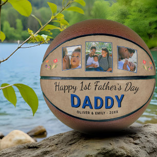 Happy 1st Father`s Day Daddy Keepsake 3 Photo Basketball