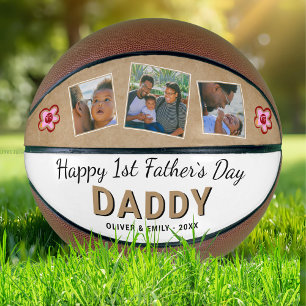 Happy 1st Father`s Day Daddy Keepsake 3 Photo Basketball