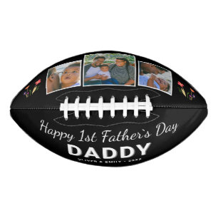 Happy 1st Father`s Day Daddy Keepsake 3 Photo Football