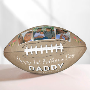 Happy 1st Father`s Day Daddy Keepsake 3 Photo Football
