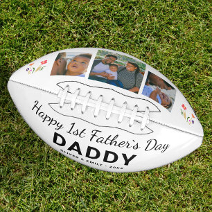 Happy 1st Father`s Day Daddy Keepsake 3 Photo Football