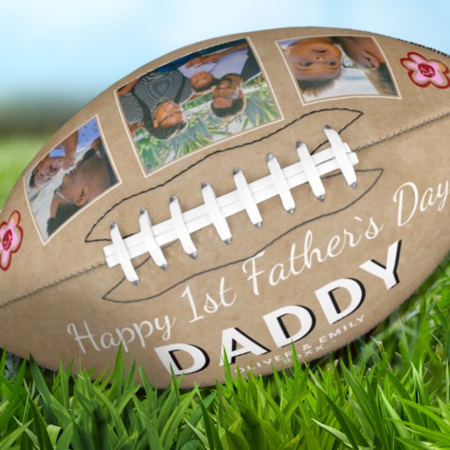 Happy 1st Father`s Day Daddy Keepsake 3 Photo Football (Creator Uploaded)
