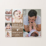 Happy 1st Father's Day 6 Photo Collage Rustic Wood Jigsaw Puzzle<br><div class="desc">Unique and rustic photo collage puzzle -A simple and memorable gift for the new dad personalised with 6 of his favourite pictures with baby on a rustic wood background.</div>