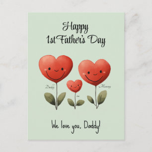 Happy 1st Father's Day, Baby & Mummy Card, Custom Postcard