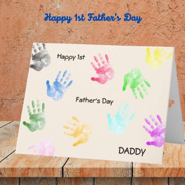 Happy 1st Father's Day Daddy Kid Handprint  Card (Creator Uploaded)