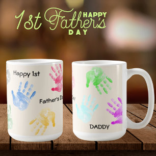 Happy 1st Father's Day Daddy Kid Handprint Mug
