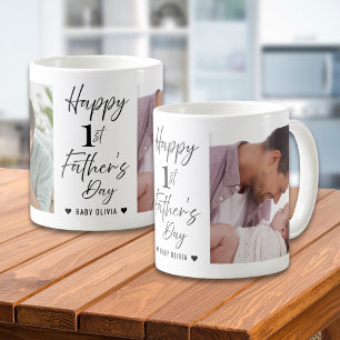 Happy 1st Father's Day Daddy Personalised 2 Photo Coffee Mug