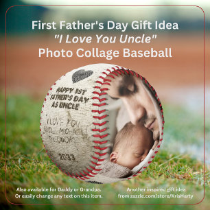 Happy 1st Fathers Day Uncle Photo Collage Keepsake Baseball
