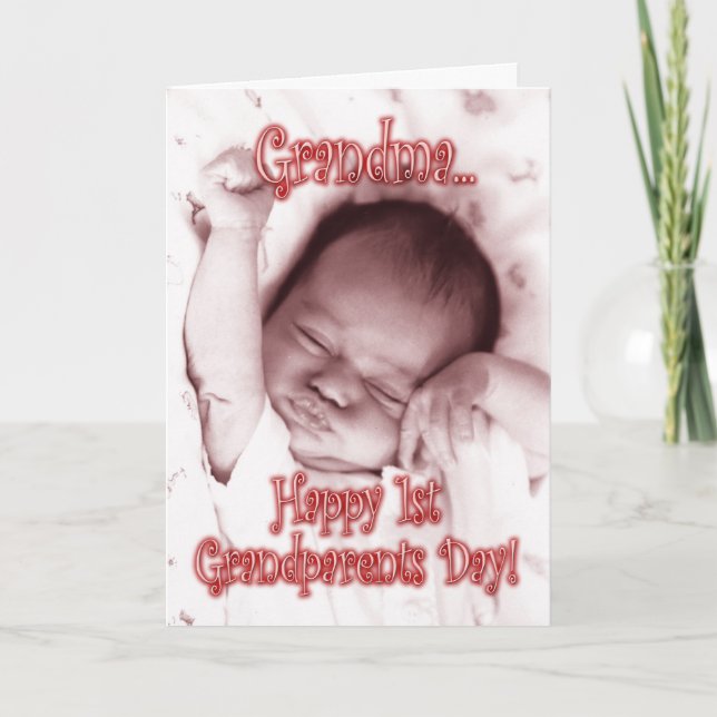 Happy 1st Grandparents Day Grandma - Baby Girl Card (Front)